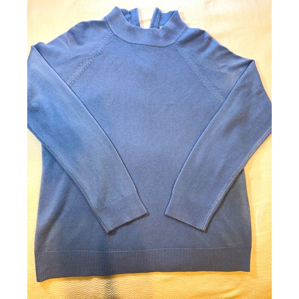 Draper's & Damon's Mock Neck 1/4 Zip Knit Pullover Sweater Blue Acrylic L
